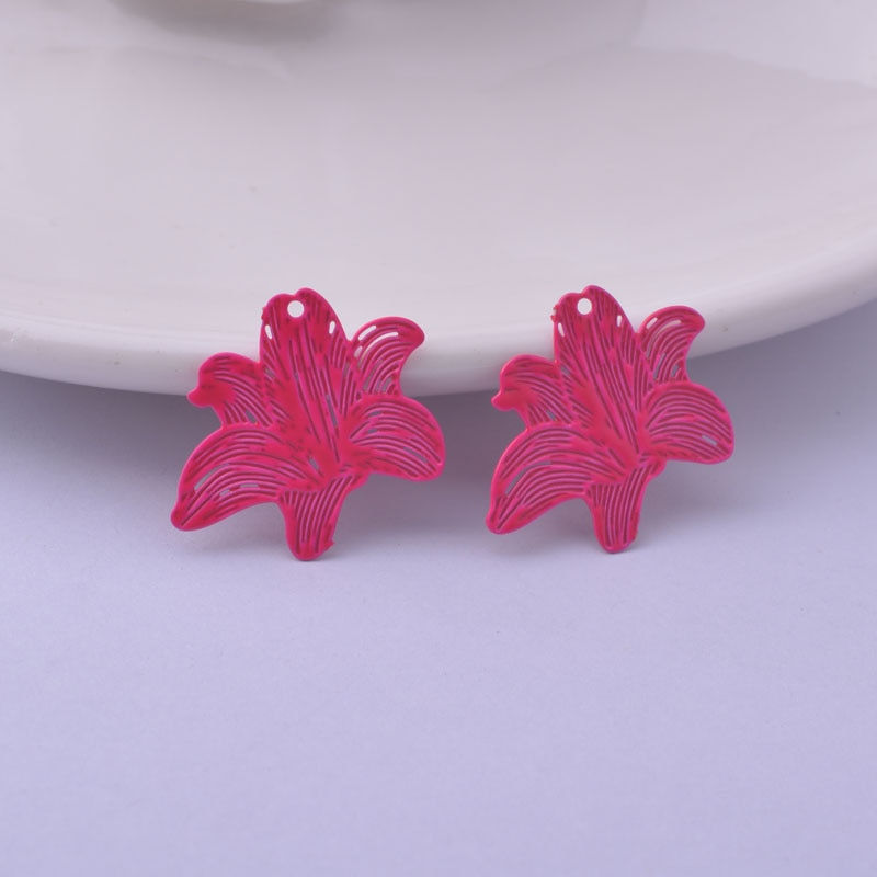 Thumbnail: 4 fleur-de-lis prints - 20 x 19 mm - brass - 10 colors per c