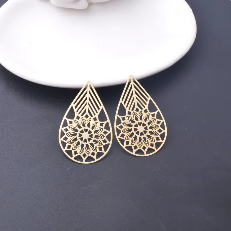 Miniatura: 2 estampes gouttes rosace - 42 x 26 mm - 10 coloris - laiton