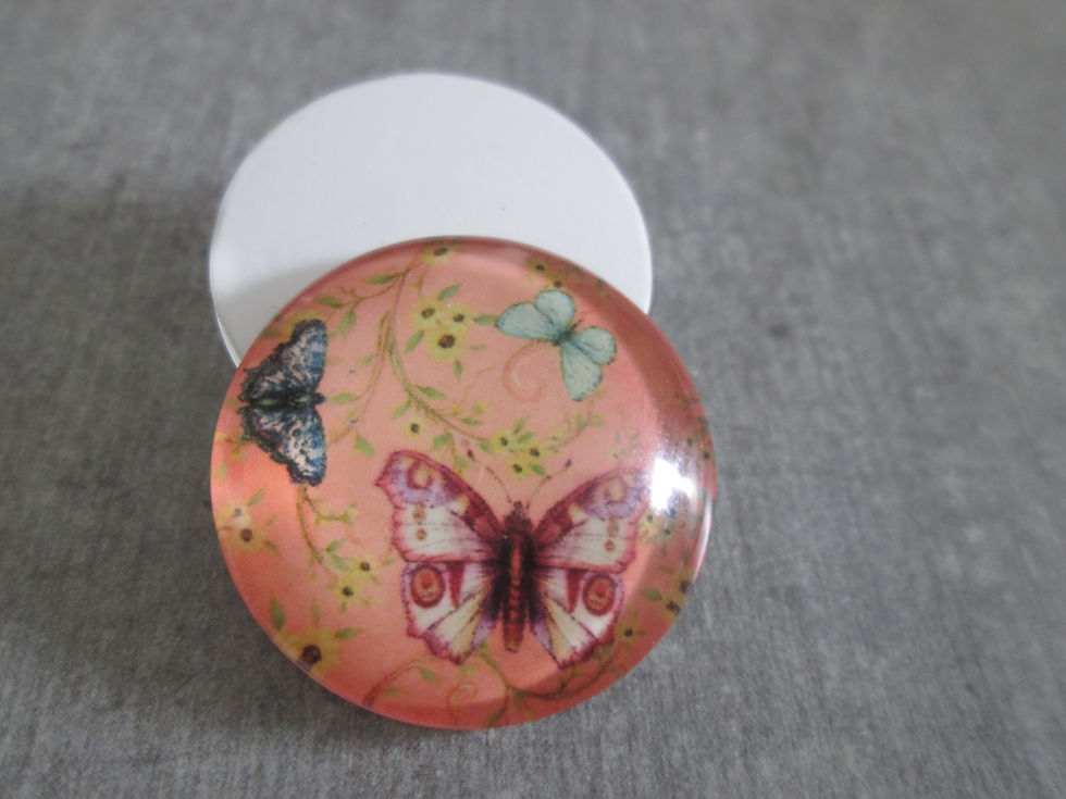 Miniatura: 25 mm - cabochon verre rond papillon - 11 modèles