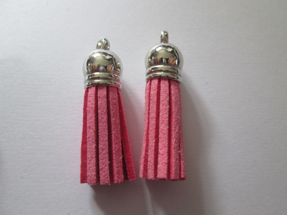 Miniature : 38 mm - 2 pompons - gland - tassel à franges en suédine