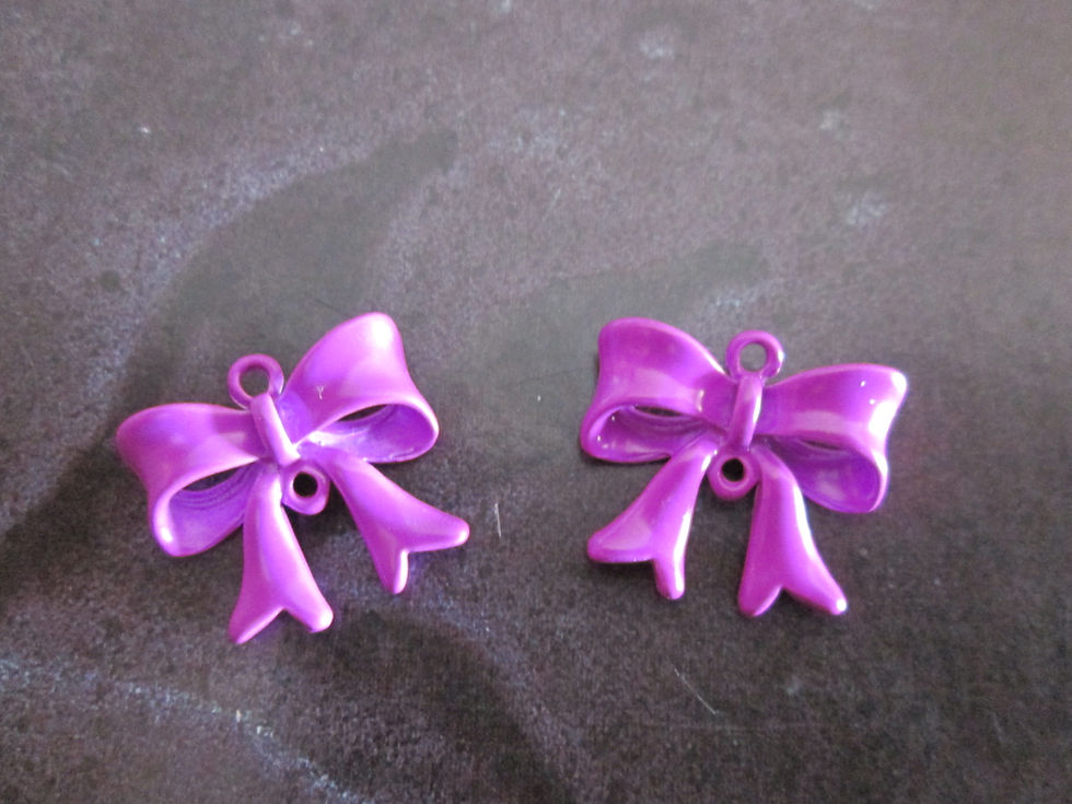 Thumbnail: 2 bow charms - 6 colors - painted metal - 19 x 17mm