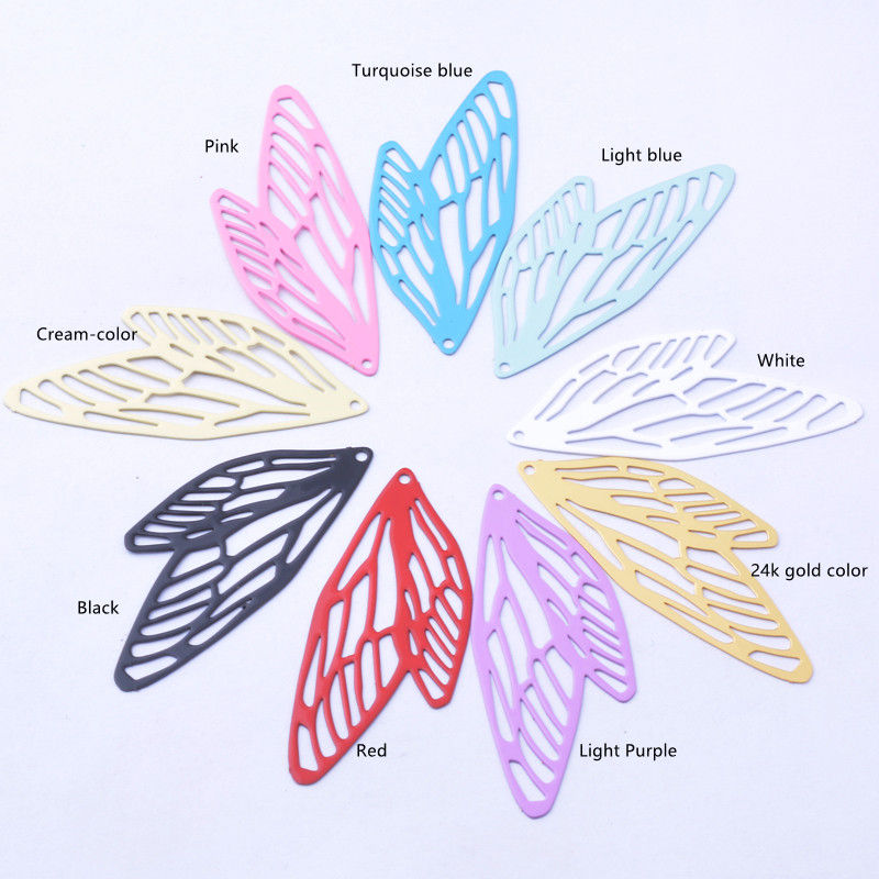 Miniatura: 2 estampes ailes de papillon - 50 x 21 mm - laiton - 9 coloris
