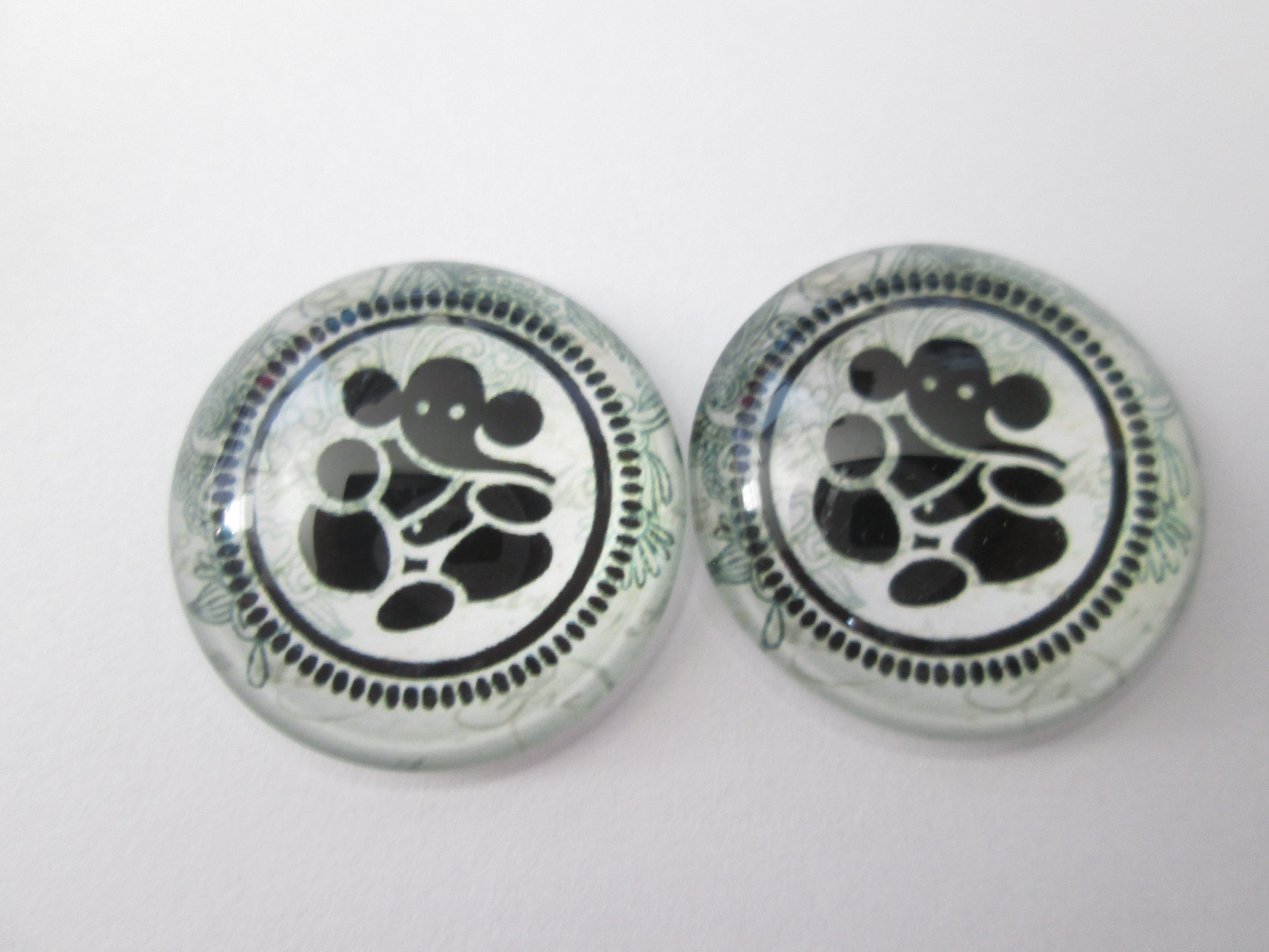 2 cabochons Ganesh - 20  mm - verre imprimé