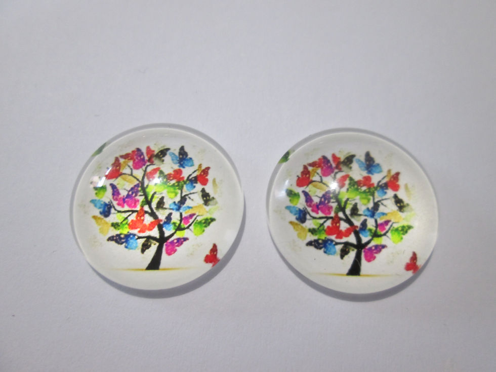 Miniatura: 20 mm - 2 cabochons ronds arbre de vie - verre imprimé - 9 modèles