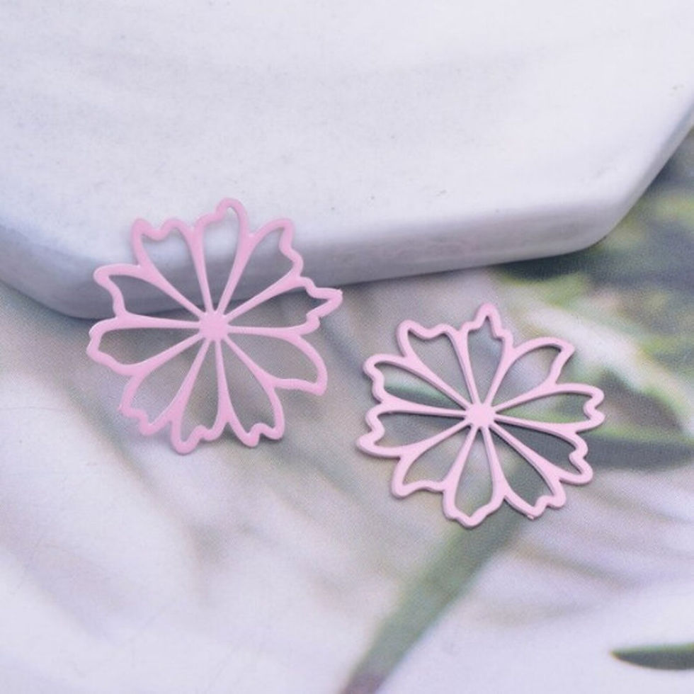 Thumbnail: 4 flower prints - 17 mm - brass - 12 colors per c