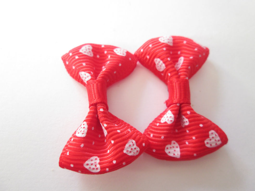 Thumbnail: 2 heart motif knots - 37 x 25 mm - cotton and polyester - 11 colors