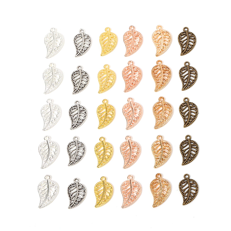 Miniatura: 10 breloques feuilles - 19 x 10 mm - 6 coloris au choix