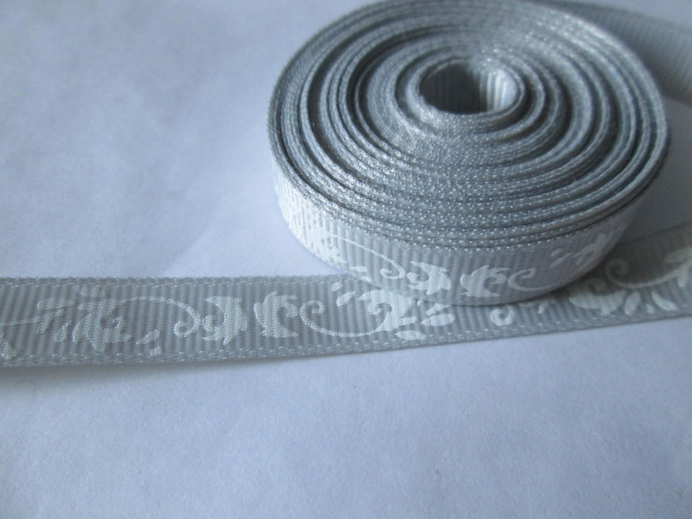 Thumbnail: grosgrain ribbon - 10 mm - leaf pattern - polyester