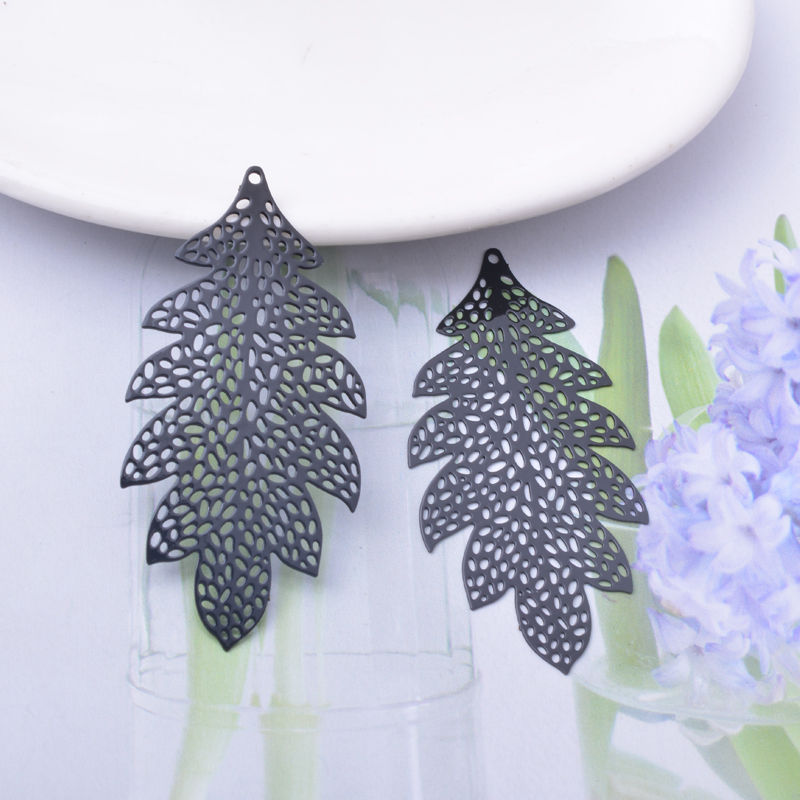 Miniature : 2 estampes feuilles filigrane  - 53 x 25 mm - 10 coloris - laiton