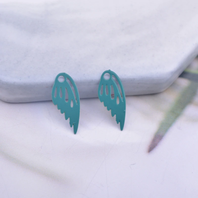 Miniature : 4 estampes ailes - 15 x 7 mm - 10 coloris au choix - laiton peint