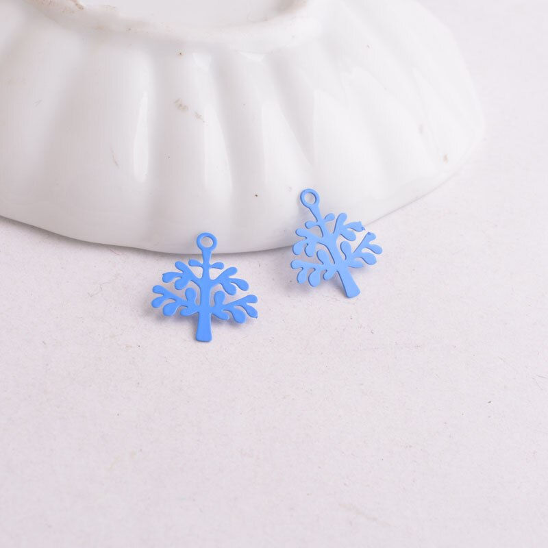 Miniature : 4 estampes sapin  - 15 x 14 mm - laiton peint - 8 coloris
