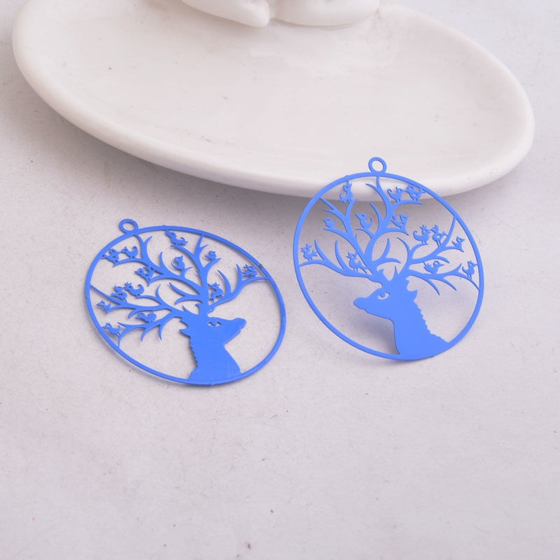 Miniatura: 2 estampes cerf - 41 x 38 mm - laiton - 10 coloris au choix