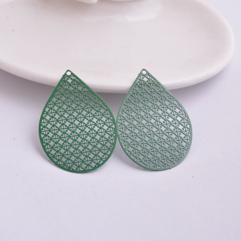 Miniature : 2 estampes gouttes - 40 x 28 mm - laiton -  10 coloris au choix