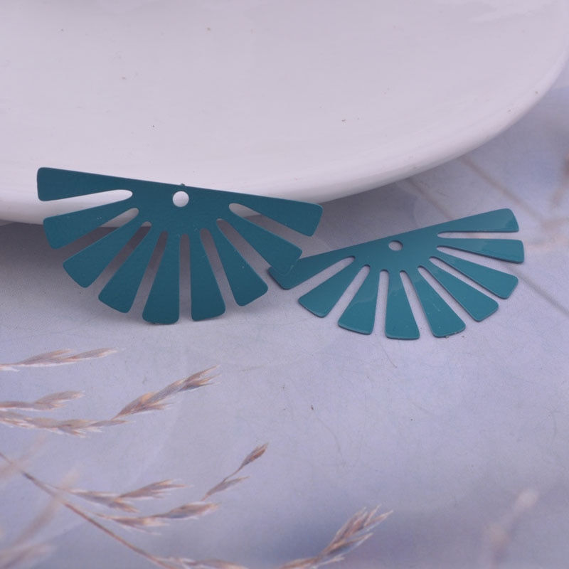Miniatura: 2 estampes éventail - 35 x 18 mm  - laiton peint -  10 coloris