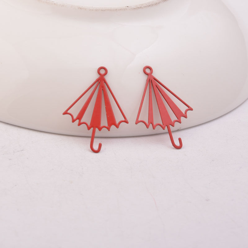Miniatura: 4 estampes parapluie - 23 x 16 mm - laiton peint - 10 coloris