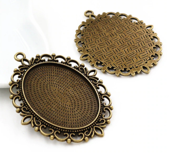 Miniatura: 40 x 30 mm - grand pendentif  - métal  - 61 x 47 mm - 7 coloris