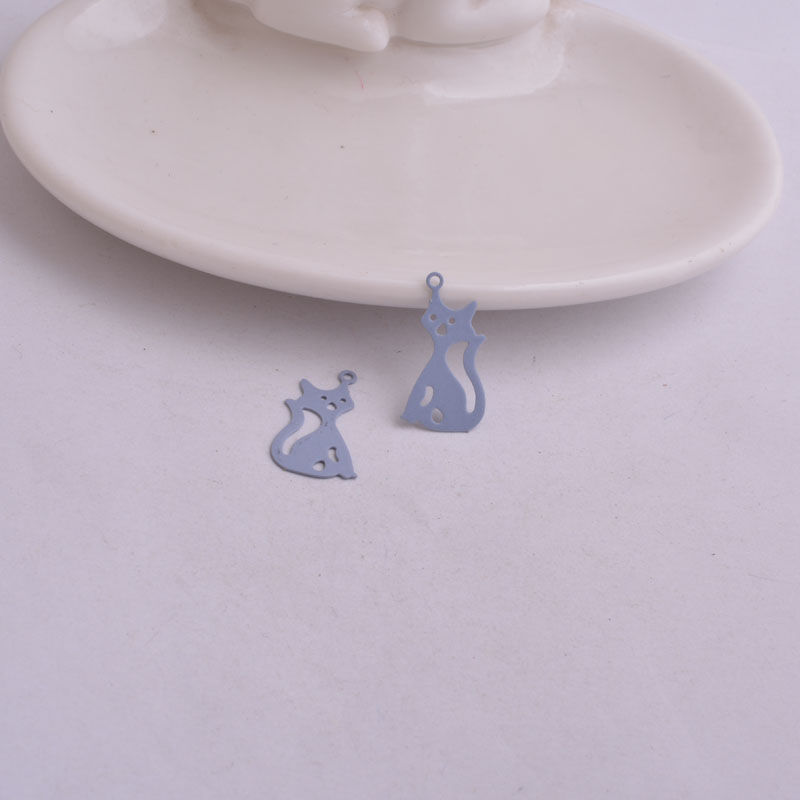 Thumbnail: 2 cat prints - 20 x 11 mm - brass - 10 colors to choose from