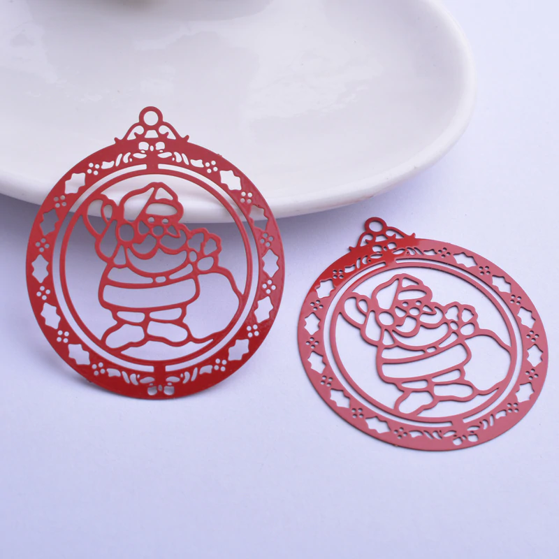 Thumbnail: 2 santa claus prints - 47 x 42 mm - painted brass - 10 colors