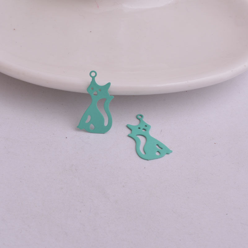 Thumbnail: 2 cat prints - 20 x 11 mm - brass - 10 colors to choose from