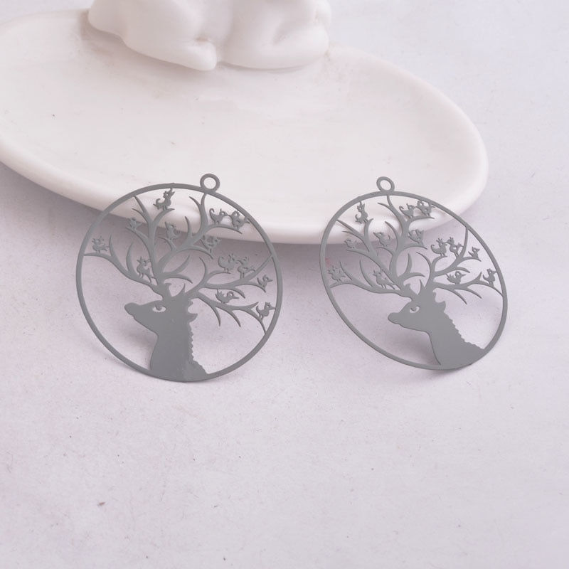 Miniature : 2 estampes cerf - 41 x 38 mm - laiton - 10 coloris au choix