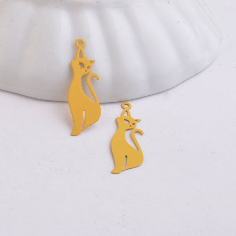 Thumbnail: 4 cat prints - 27 x 9 mm - brass - 12 colors to choose from