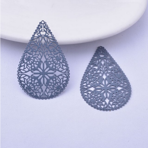 Miniatura: 2 estampes goutte - 40 x 25 mm - 11 coloris - laiton