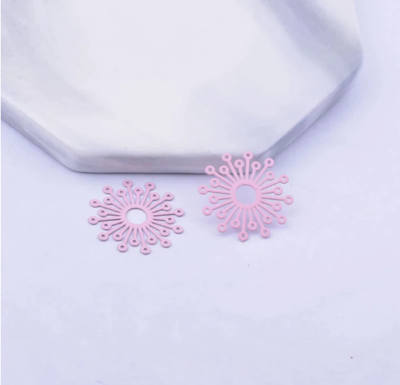 Thumbnail: 2 flower prints - 19 mm - painted brass - 10 colors