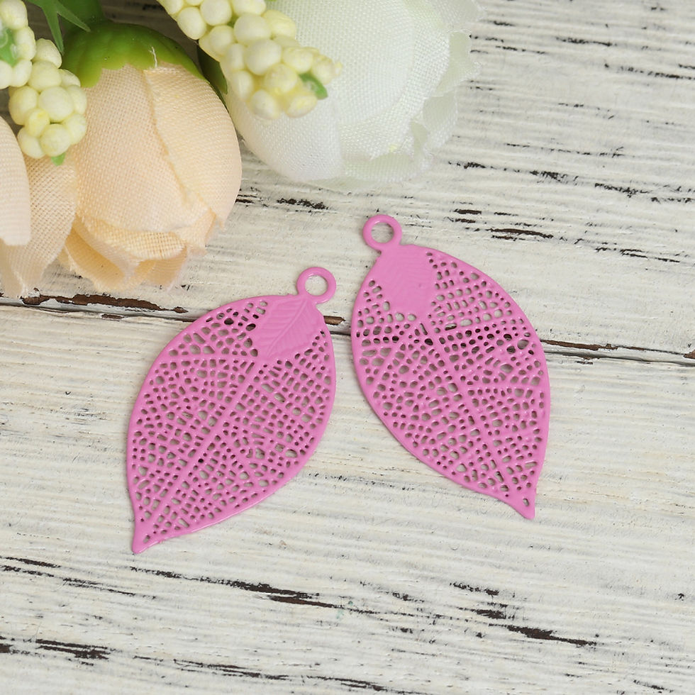 Miniaturbild: 4 estampes feuilles - 30 x 16 mm - laiton peint - 5  coloris
