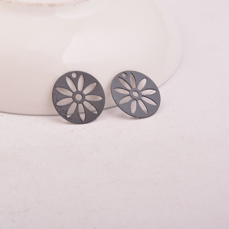 Miniature : 4 estampes fleurs  - 16  mm - laiton - 11 coloris