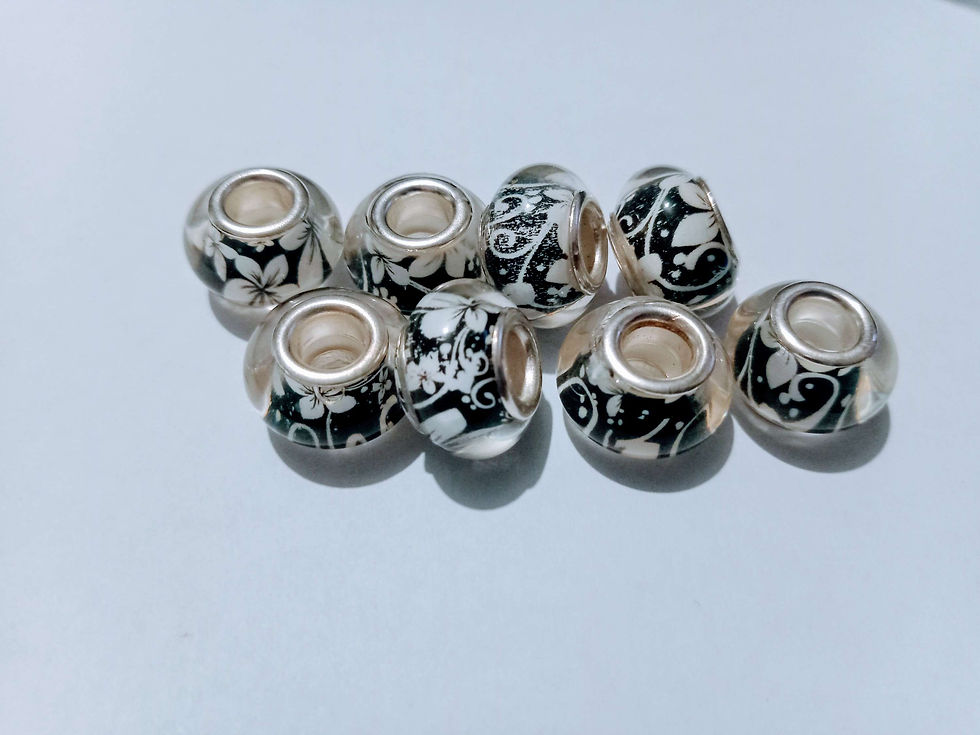 Miniature : 3 perles européennes  à fleurs - résine - 14 x 10 mm - 10 coloris