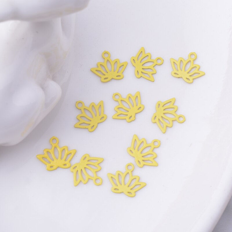 Miniature : 4 estampes fleurs de lotus - 10 x 8 mm - 10 coloris - laiton