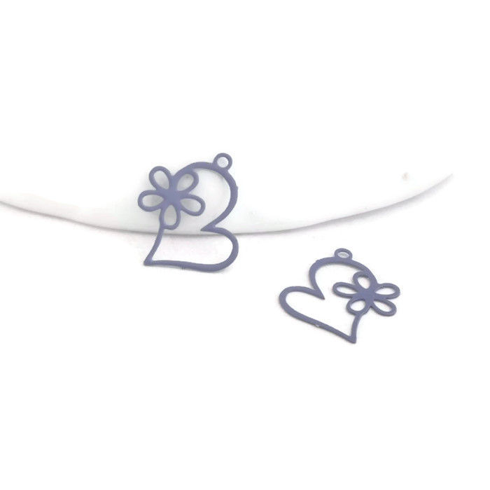 Thumbnail: 4 heart and flower prints - 16 x 18 mm - brass - 9 colors to choose from