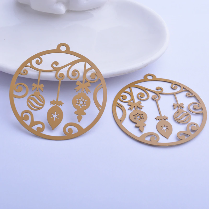 Miniatura: 2 estampes boule de noël - 50 x 47 mm - laiton - 12 coloris
