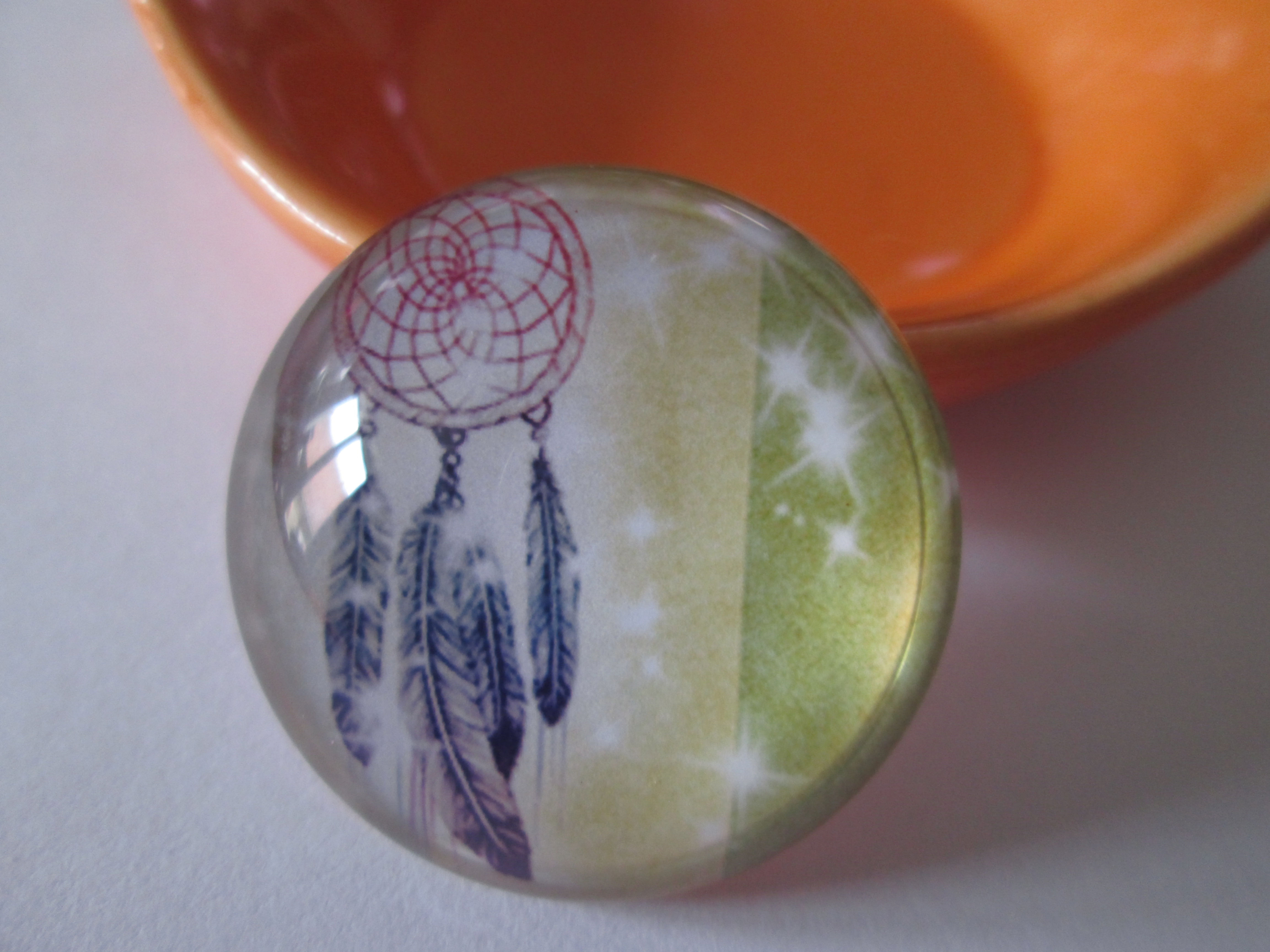 25 mm - cabochon  attrape rêves -  verre imprimé