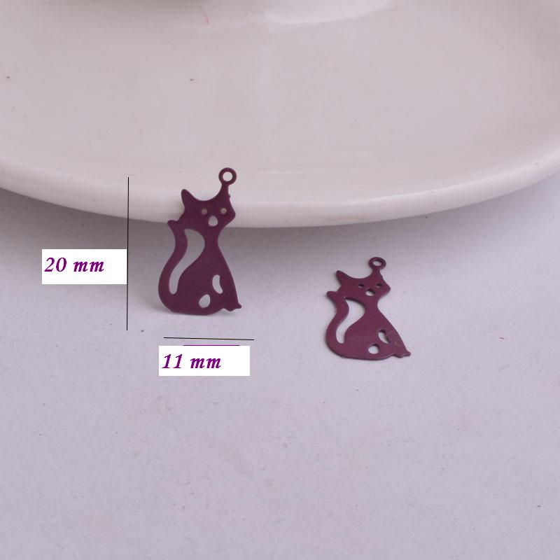 Thumbnail: 2 cat prints - 20 x 11 mm - brass - 10 colors to choose from