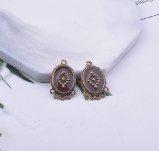 Miniatura: 2 chandeliers pour boucles d'oreilles -  metal bronze émaillé