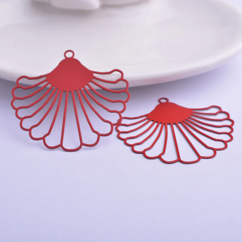 Thumbnail: 2 fan prints - 39 x 36 mm - painted brass - 10 colors