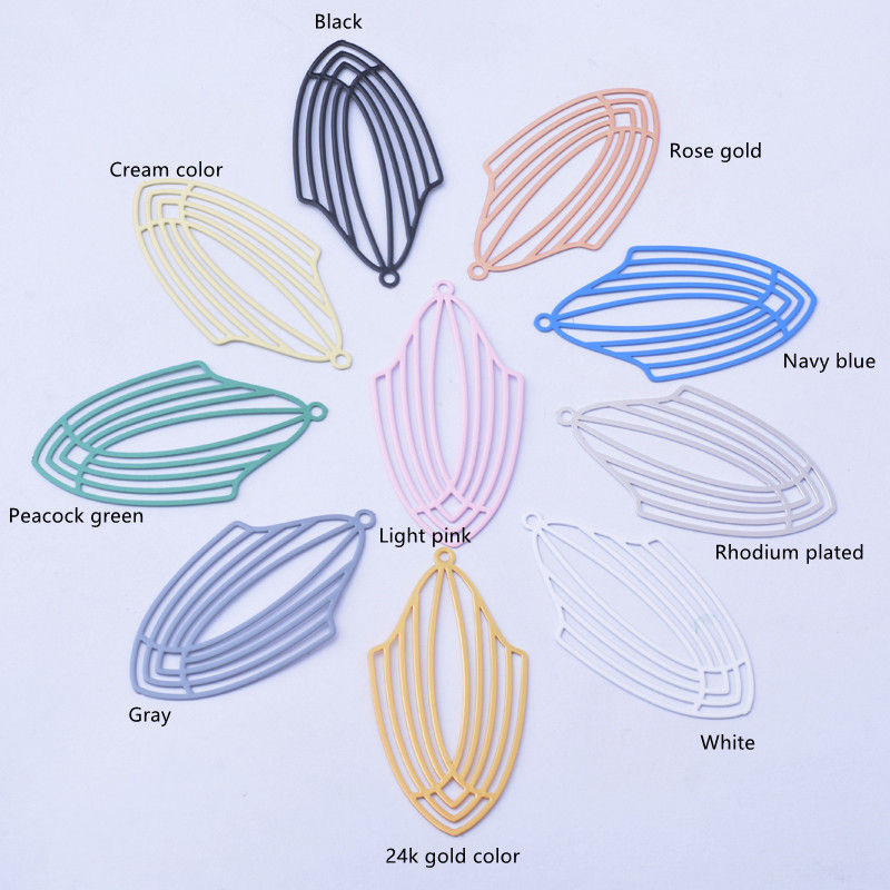 Miniature : 2 estampes ovales filigrane - 40 x 20 mm - 10 coloris - laiton