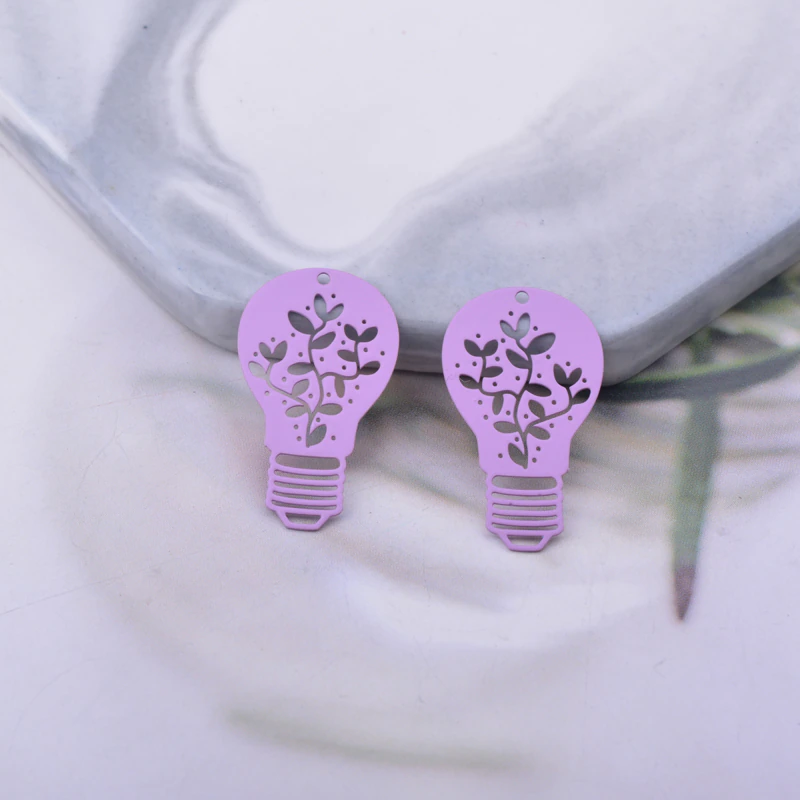 Miniatura: 2 estampes ampoules - 25 x 14 mm - laiton peint - 12 coloris