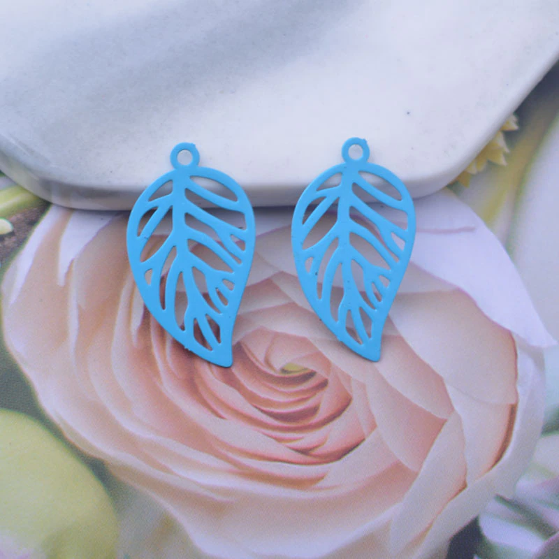 Miniature : 4 estampes feuilles filignranes - 21 x 12 mm - 10 coloris - laiton