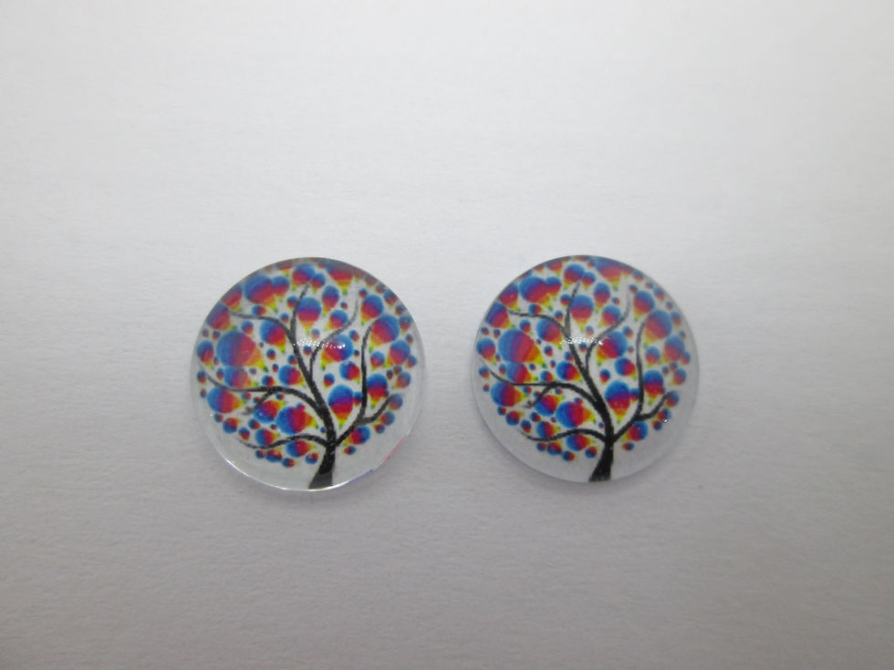Miniatura: 12  mm - 2 cabochons verre arbre de vie - 12 modèles