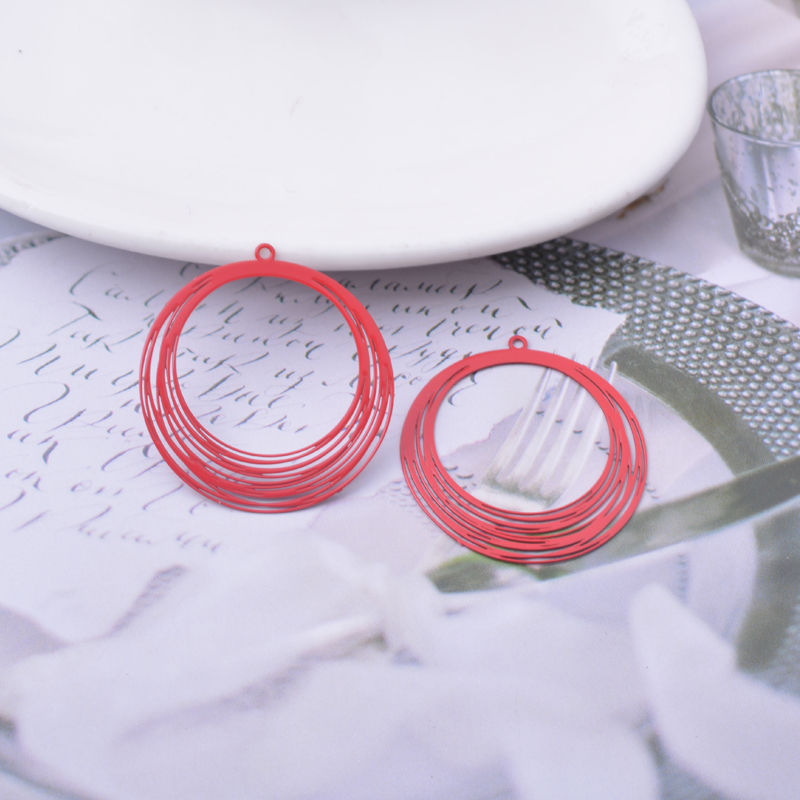 Miniature : 2 estampes créoles filigranes - 32 x 30 mm - 11 coloris - laiton