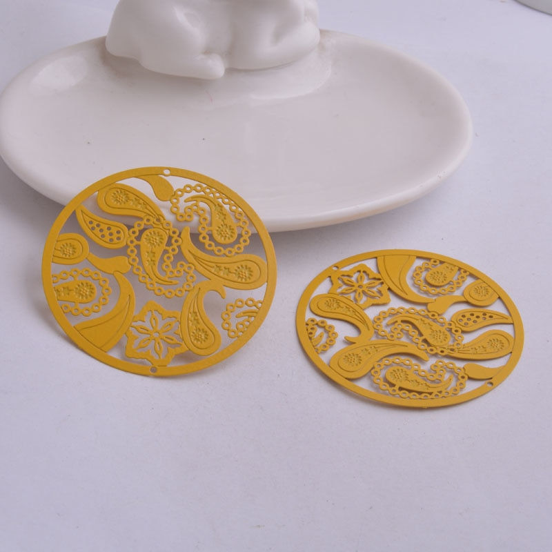 Thumbnail: 2 round cashmere prints - 48 mm - brass - 7 colors