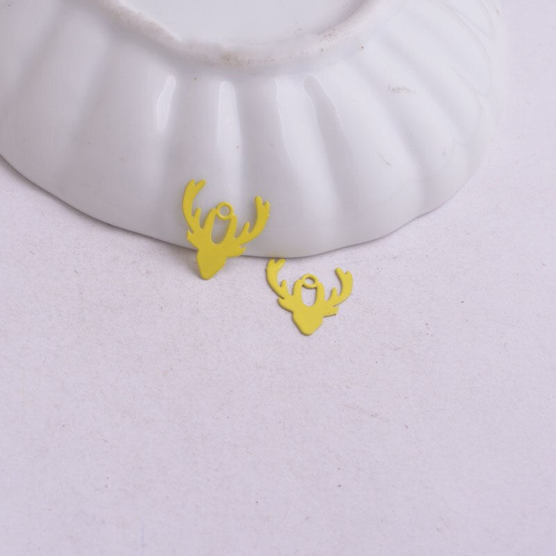 Thumbnail: 4 deer head prints - 13 x 12 mm - brass - 11 colors to choose from