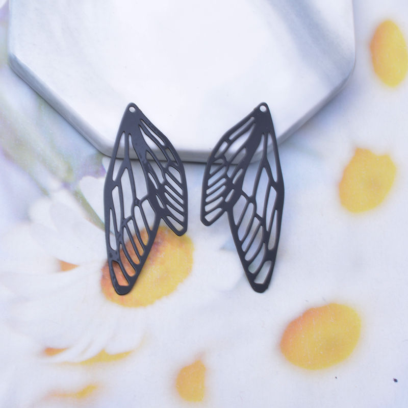 Miniatura: 2 estampes ailes de papillon - 50 x 21 mm - laiton - 9 coloris