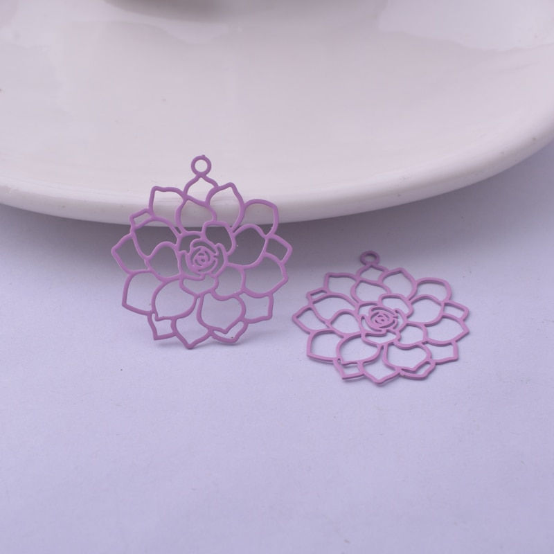 Miniaturbild: 2 estampes fleurs  Dahlia - 26 x 24  mm - laiton - 11 coloris