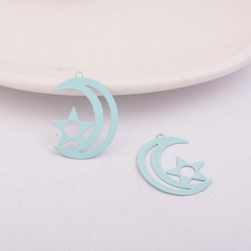 Thumbnail: 2 estampes croissant de lune et étoile  - 25 x 19 mm - 10 coloris - laiton
