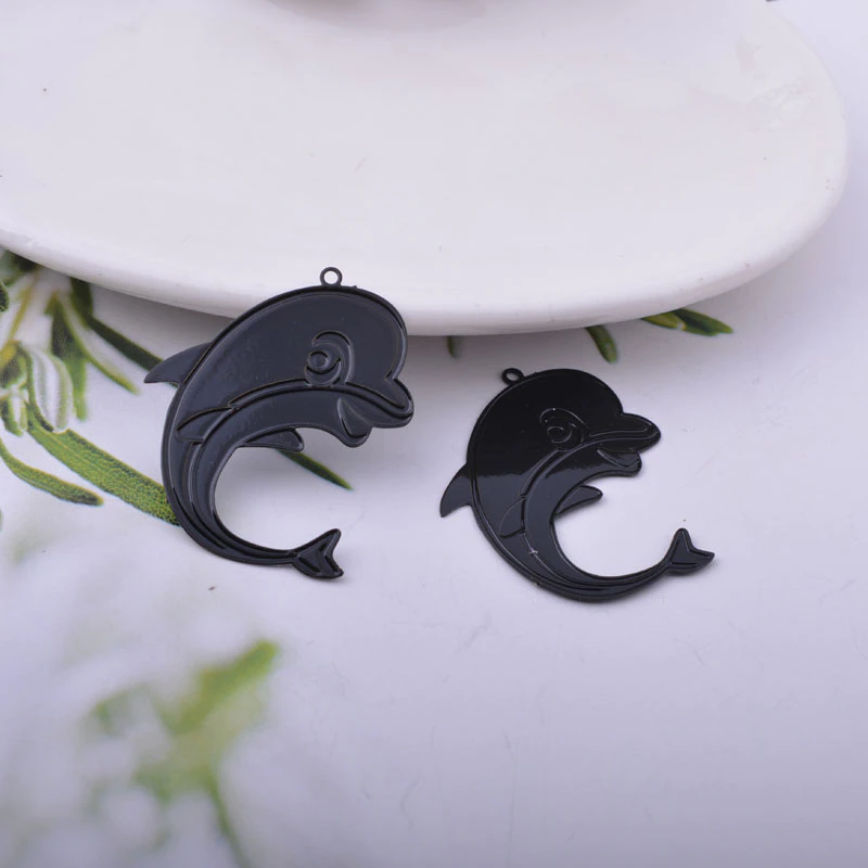 Miniature : 2 estampes dauphin - 25 x 32 mm - laiton peint - 10 coloris