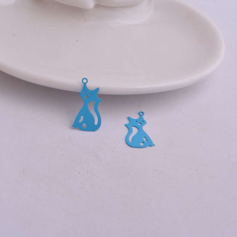 Thumbnail: 2 cat prints - 20 x 11 mm - brass - 10 colors to choose from