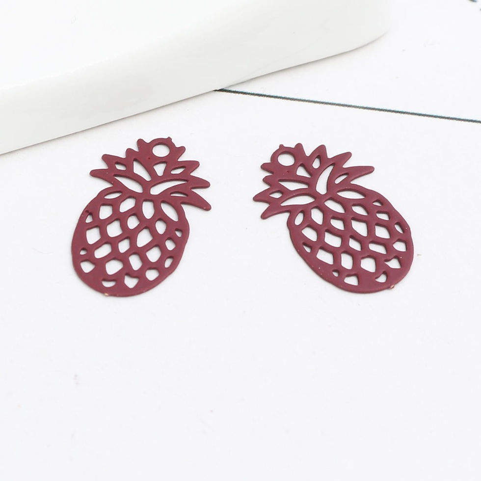 Miniatura: 10 estampes ananas - 15 x 9 mm - laiton peint - 6 coloris